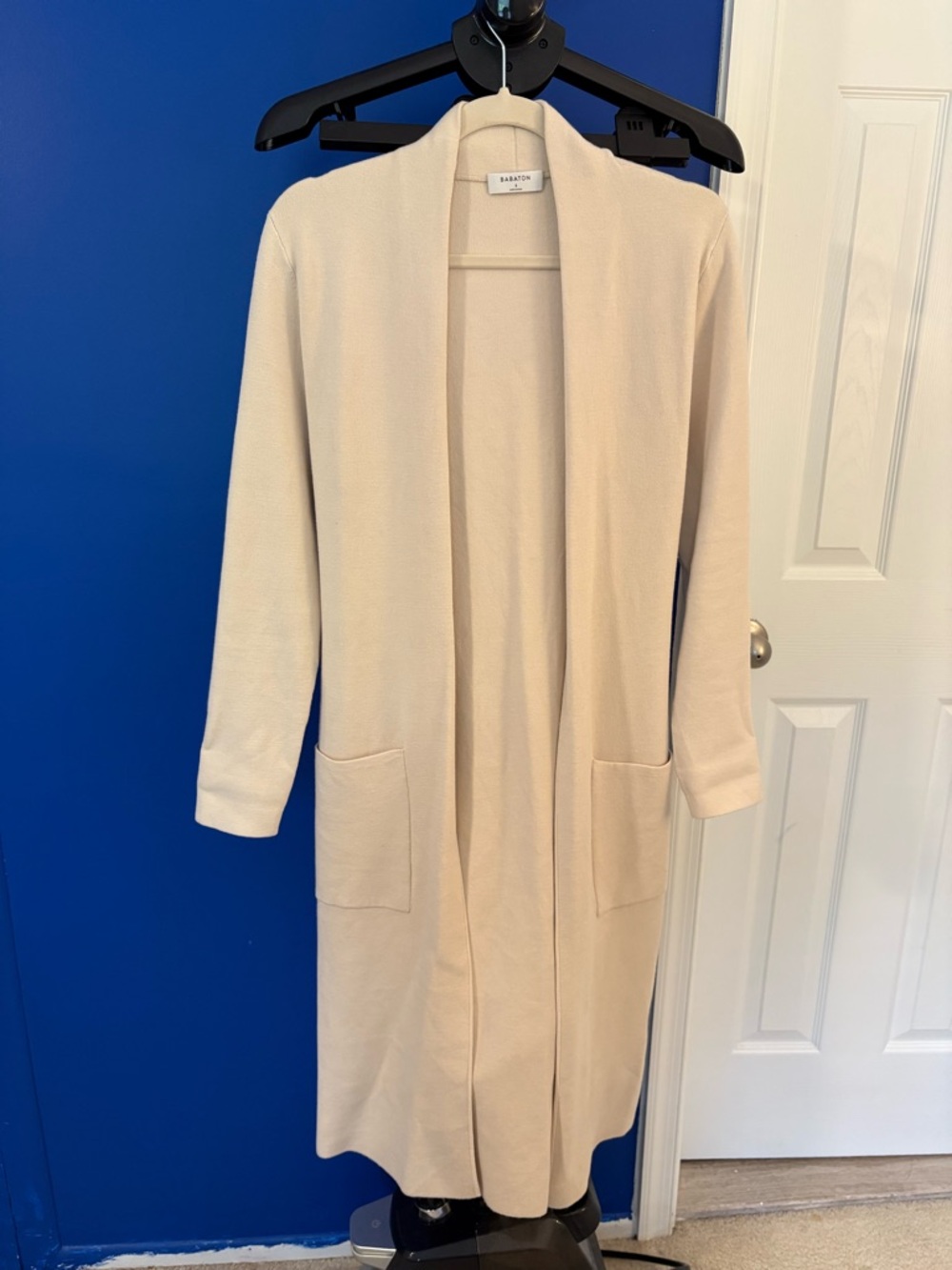 Aritzia Cream Long Open-Front Cardigan